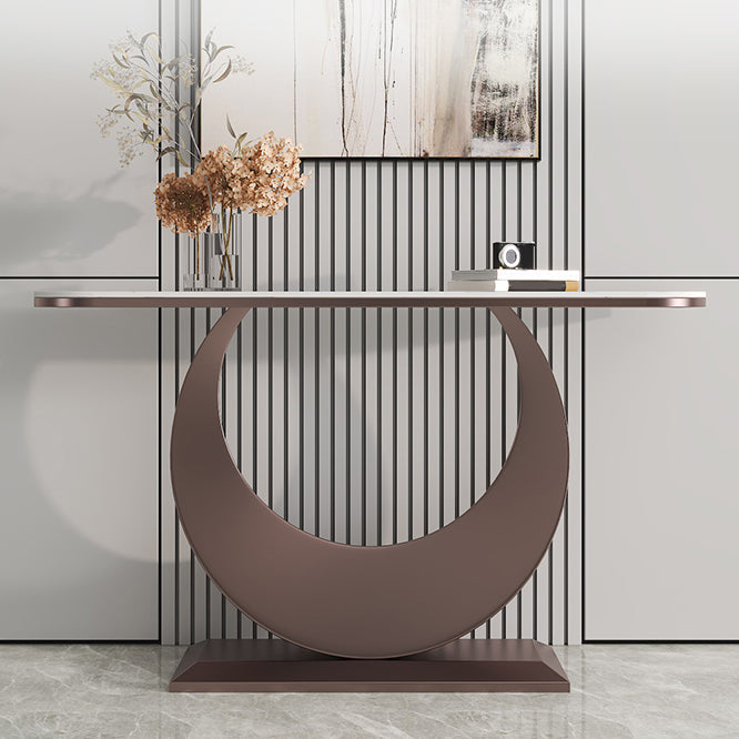 Tavolo da console alto 31,5 pollici di accento di mezza luna moderna con scaffale