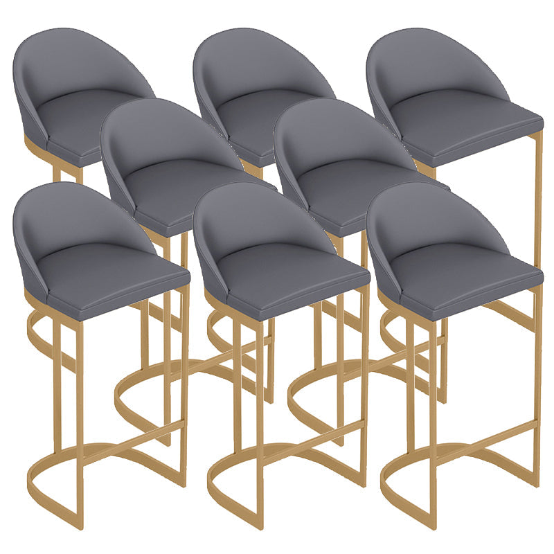 Contemporary Style Counter Stool Bar-height Bar Stool with Metal Base Grey 8 Piece Set Clearhalo 'Bar Furniture' 'Bar Stools' 'bar_stools' 'furn' 'furn_bar_stools' 'Furniture' 'Kitchen & Dining Furniture' 6263006
