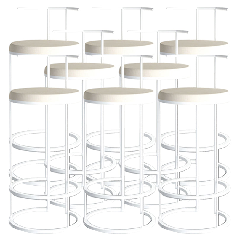 Contemporary Upholstered Counter Stool Bar-height Bar Stool with Metal Base White 8 Piece Set Clearhalo 'Bar Furniture' 'Bar Stools' 'bar_stools' 'furn' 'furn_bar_stools' 'Furniture' 'Kitchen & Dining Furniture' 6263275