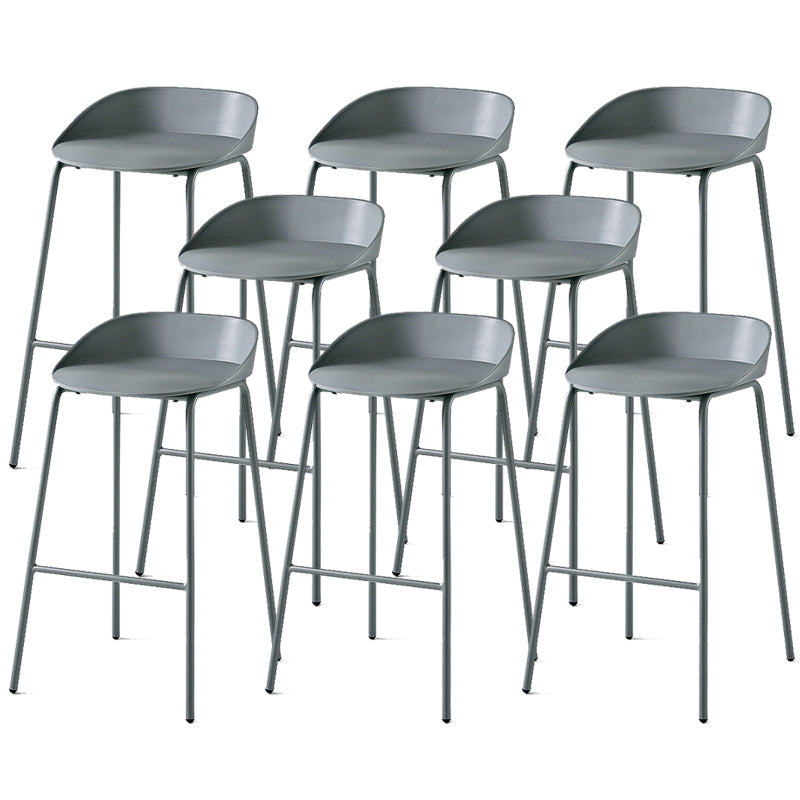 Indoor Plastic and Metal Bar Stool Modern Low Back Armless Bar Stool Grey 8 Piece Set Bar Stool(30"H) Clearhalo 'Bar Furniture' 'Bar Stools' 'bar_stools' 'furn' 'furn_bar_stools' 'Furniture' 'Kitchen & Dining Furniture' 6263284