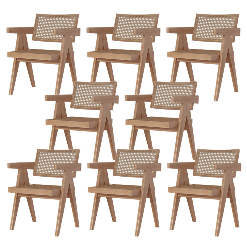 Wood Side Dining Arm Chair Traditional Open Back Dining Side Chair in Natural 8 Piece Set Clearhalo 'Dining Chairs' 'Dining Tables & Seating' 'dining_chair' 'furn' 'furn_dining_chair' 'Furniture' 'Kitchen & Dining Furniture' 6266841