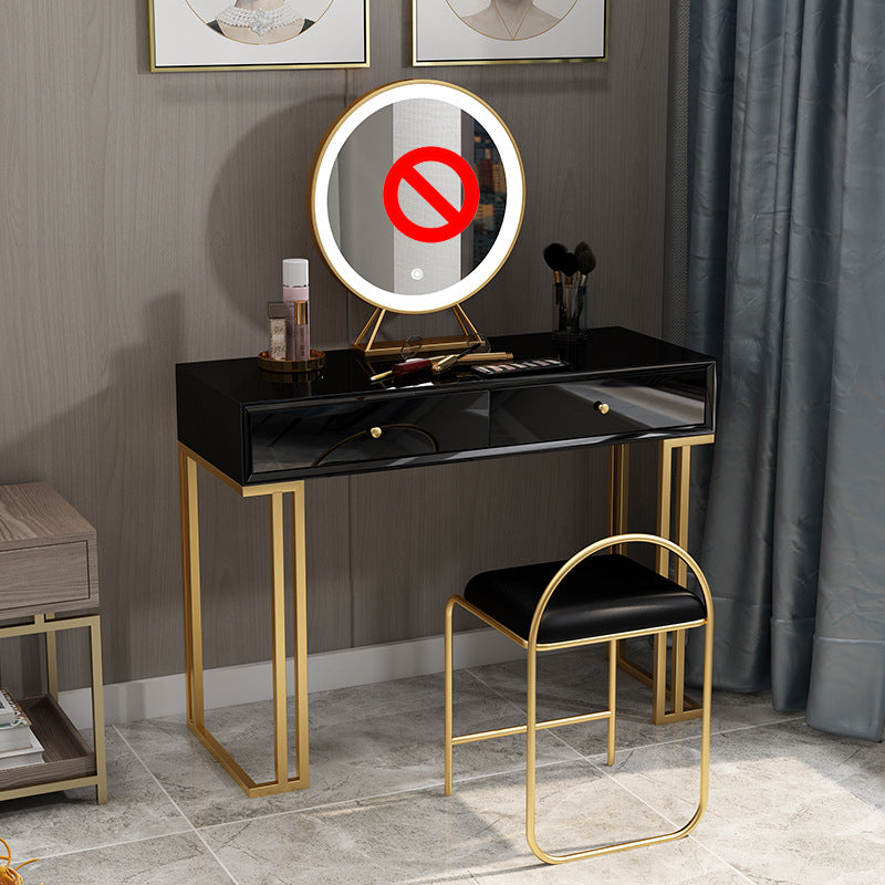 Tweedelige luxueuze houten ijdelheid set zwart/wit dressoir met ontlasting