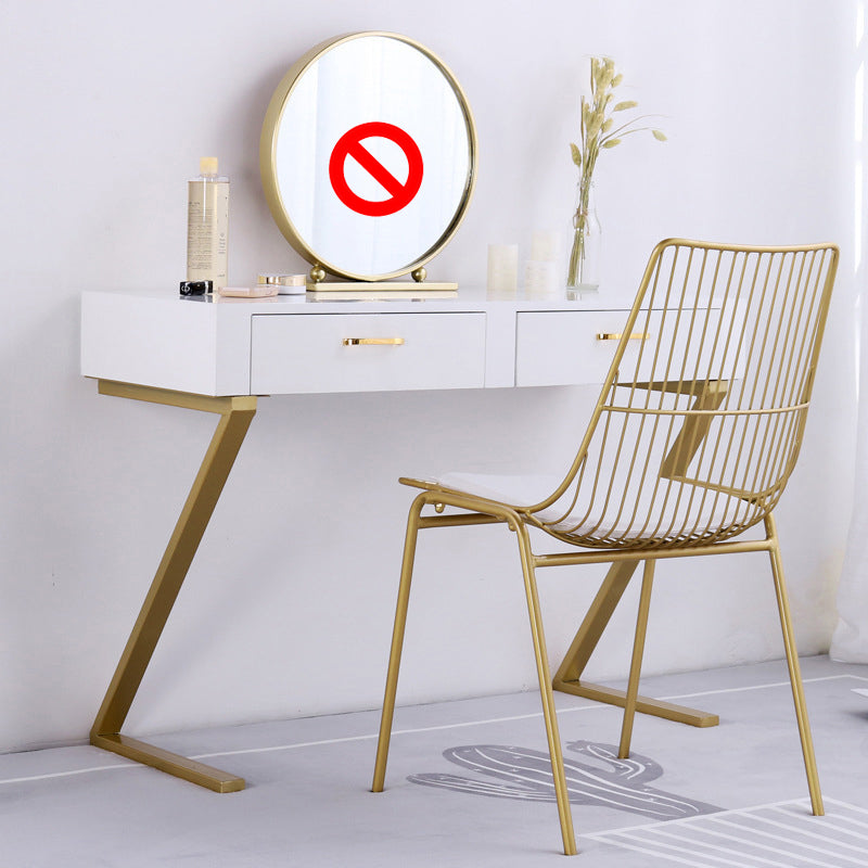 Glam Dresser with 2 Storage Drawers White Vanity Table for Bedroom Makeup Vanity & Stools Clearhalo 'Bedroom Furniture' 'furn' 'furn_makeup_vanities' 'Furniture' 'Makeup Vanities' 'makeup_vanities' 6268540