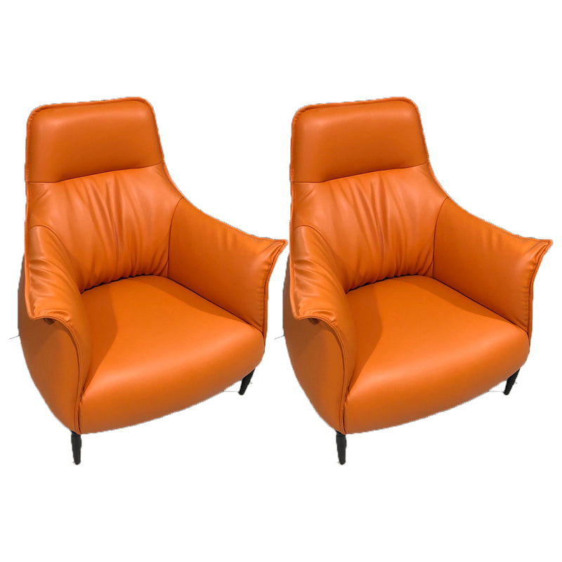 Leather Lounge Chair Solid Color Arms Included Chair with Black Legs