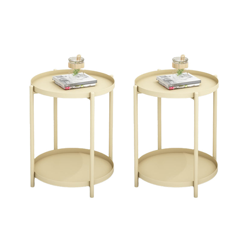 Mid-Century Metal Corner Table Tray Top Round Side End Table Yellow 2 Shelves Included Clearhalo 'Coffee & Accent Tables' 'End & Side Tables' 'end_side_tables' 'furn' 'furn_end_side_tables' 'Furniture' 'Living Room Furniture' 6268768