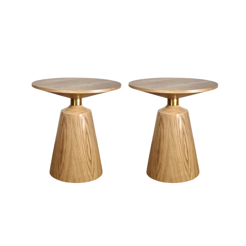 Contemporary Solid Wood Pedestal Round Living Room Side End Table