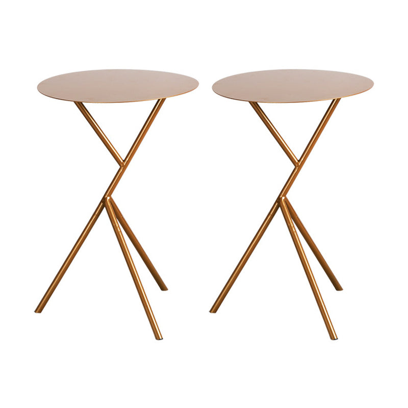 Mid-Century Round Side End Table Metal Cross Legs End Table, 22.8" Tall Gold 2 Clearhalo 'Coffee & Accent Tables' 'End & Side Tables' 'end_side_tables' 'furn' 'furn_end_side_tables' 'Furniture' 'Living Room Furniture' 6268814