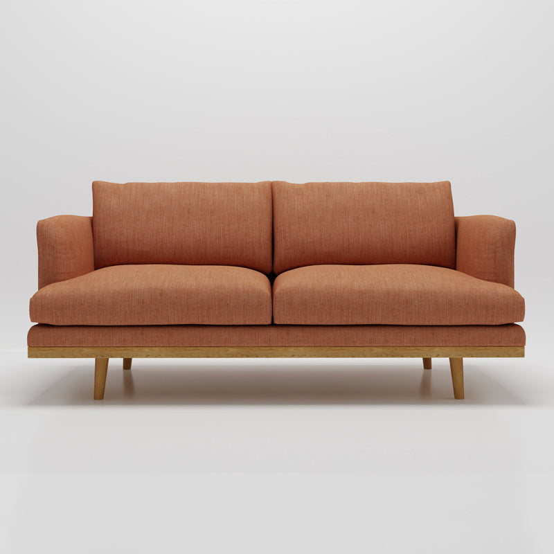 Modern 29.52" H Cotton Blend Wood Frame Recessed Arm Loveseat Orange Clearhalo 'furn' 'furn_sofas' 'Furniture' 'Living Room Furniture' 'Sofa' 'sofas' 6268993