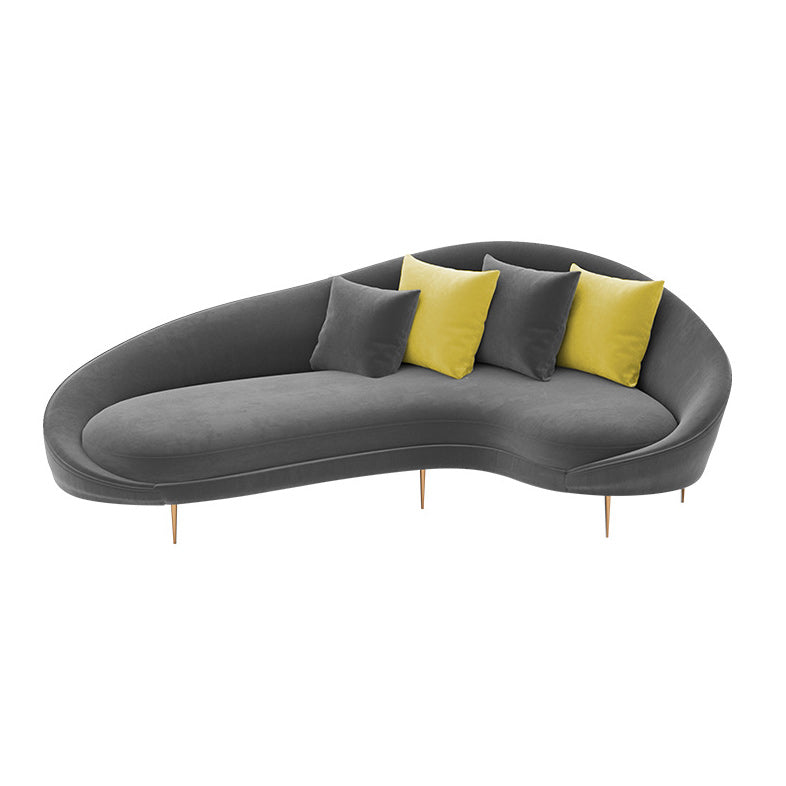 Contemporaneo 33.46 "H Velvet Solido Colore Curved Slope ARM SOFA