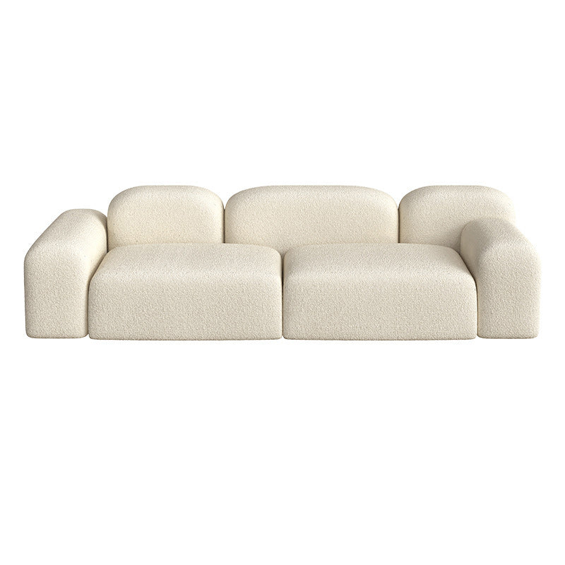 Wool Sofa in White Standard Settee Square Arm Sofa for Living Room