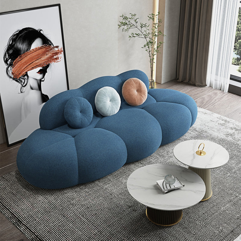 Contemporary Armless Wool Sofa with Tight Back and 3 Pillows