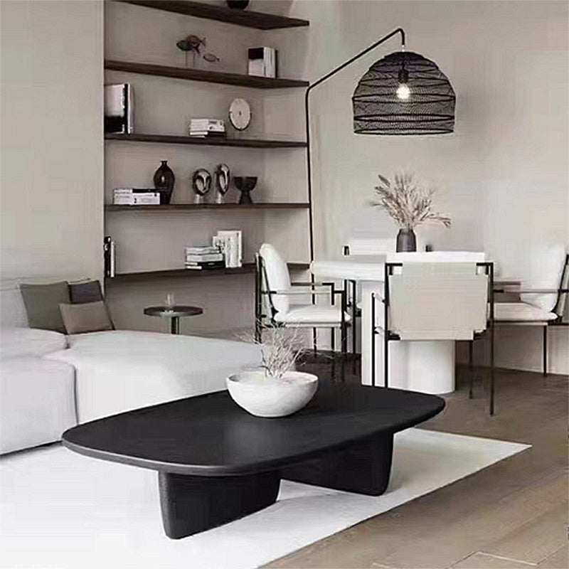 Scandinavian Solid Wood Coffee Cocktail Table with 2 Legs - 15" H