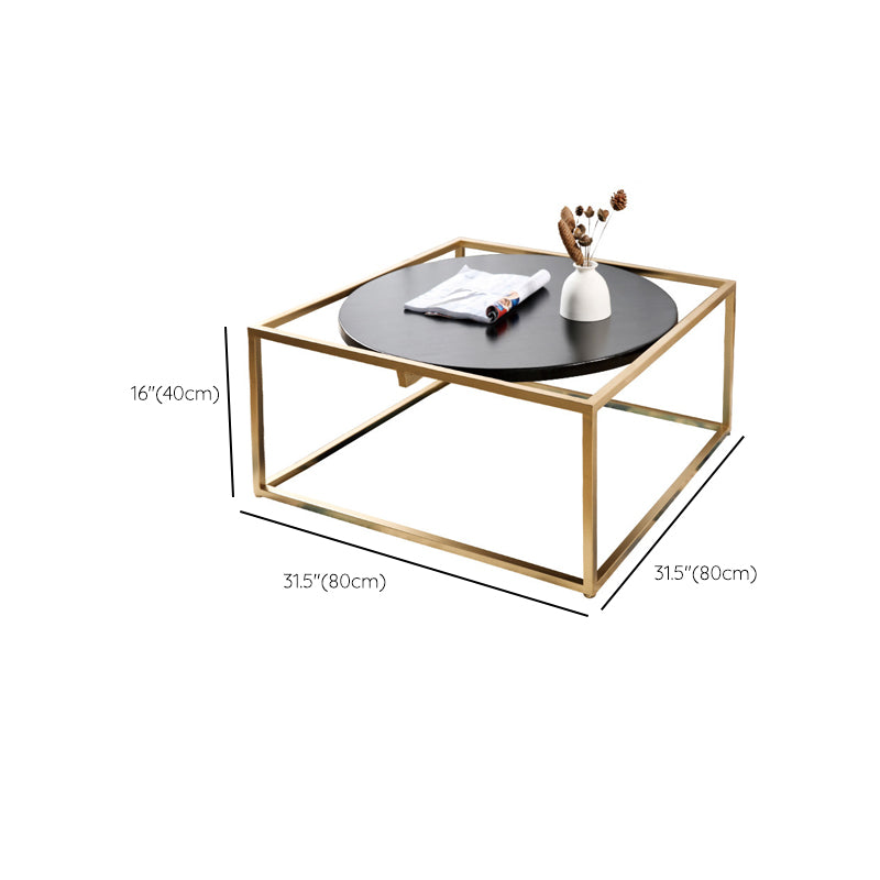 Metal Frame Base Coffee Table Round Wood Cocktail Table in Gold Clearhalo 'Coffee & Accent Tables' 'Coffee Tables' 'coffee_tables' 'furn' 'furn_coffee_tables' 'Furniture' 'Living Room Furniture' 6269388