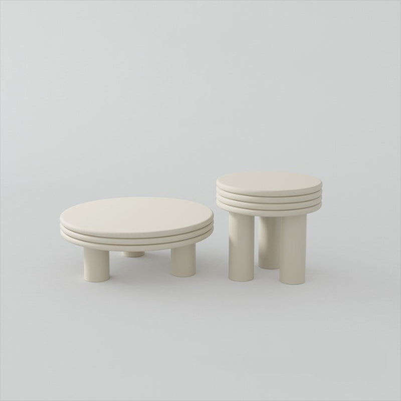 Contemporary Simple 3 Legs Coffee Table Round Wood Cocktail Table Set