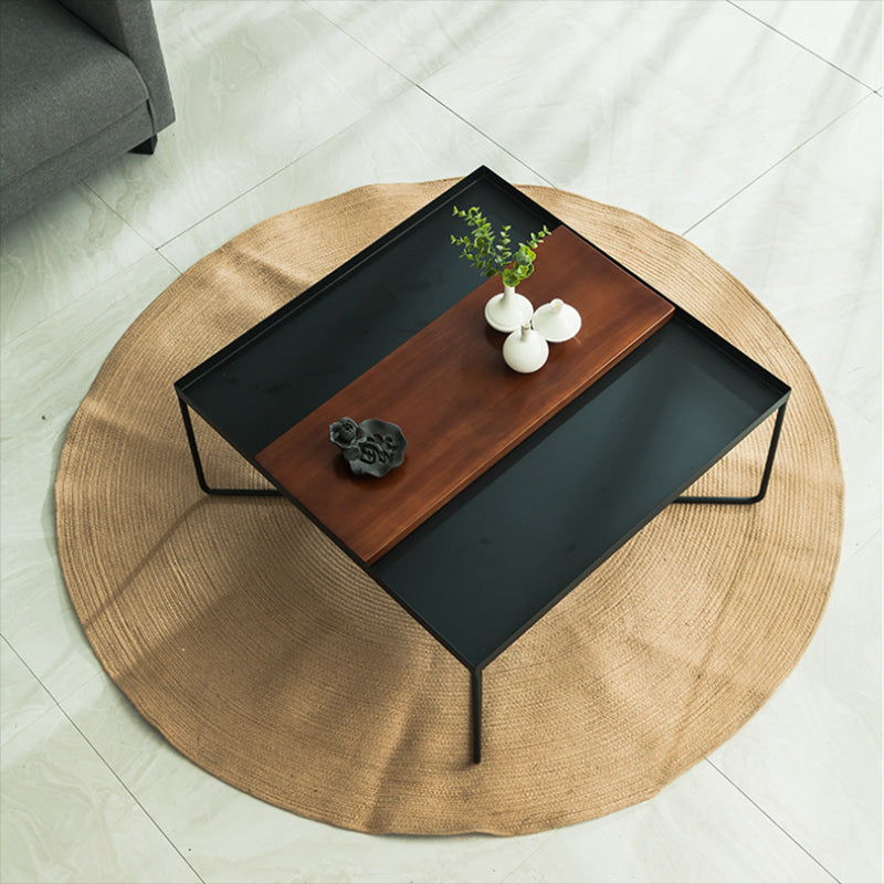 Mid-Century Modern Cross Legs Metal Square/Rectangular Single Coffee Table