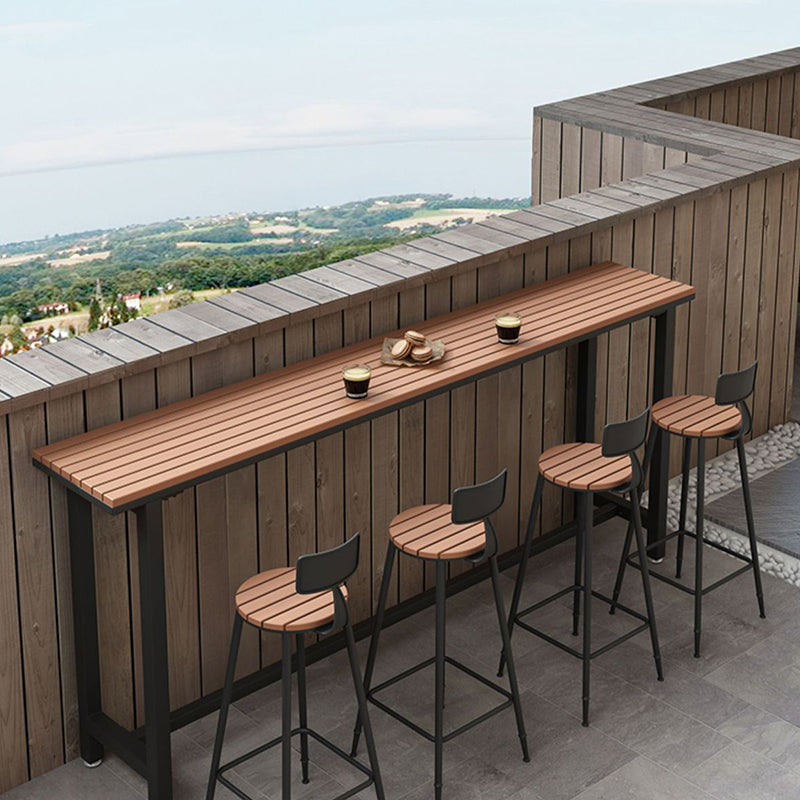 Industrial Metal Base Bar Table Pub Height Dining Table for Outdoor 102.4"L x 15.7"W x 41.3"H Without Chairs Clearhalo 'Bar Furniture' 'Bar Tables' 'bar_tables' 'furn' 'furn_bar_tables' 'Furniture' 'Kitchen & Dining Furniture' 6269910