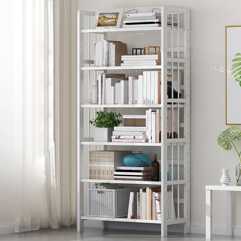Bamboo Contemporary Bookshelf Etagere Shelf Bookcase with Shelves 35.4"L x 9.8"W x 66.9"H White Clearhalo 'Bookcases' 'furn' 'furn_bookcases' 'Furniture' 'Office Furniture' 6270545