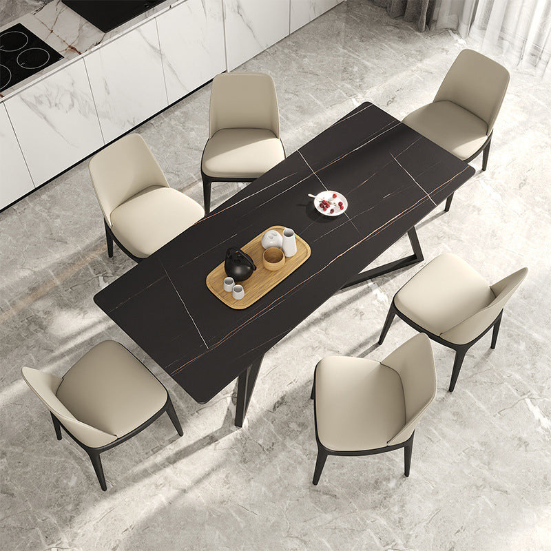 Set da tavolo in pietra nera per casa 1/2/5/6/7 pezzi Dinette moderna