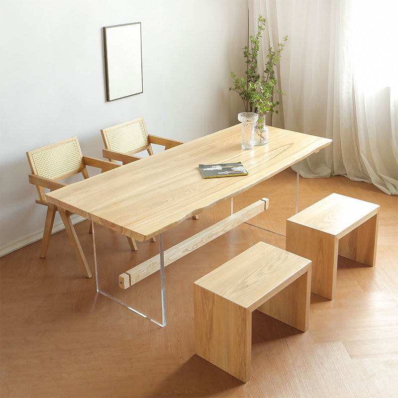 Acabado natural Juego de comedor de madera sólida 1/3/5 piezas Conjunto de comedor moderno