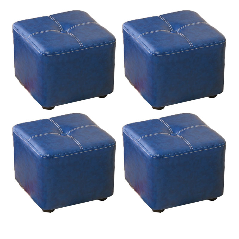 Contemporary Rectangle Shape Ottoman Faux Leather Standard with Tufted Royal Blue 4 Piece Set Clearhalo 'furn' 'furn_ottomans_poufs' 'Furniture' 'Living Room Furniture' 'Ottomans & Poufs' 'ottomans_poufs' 6272340