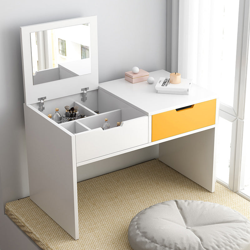 Mesa de 2 cortaveras escandinavas tocador de maquillaje de espejo de madera de madera de madera tocador