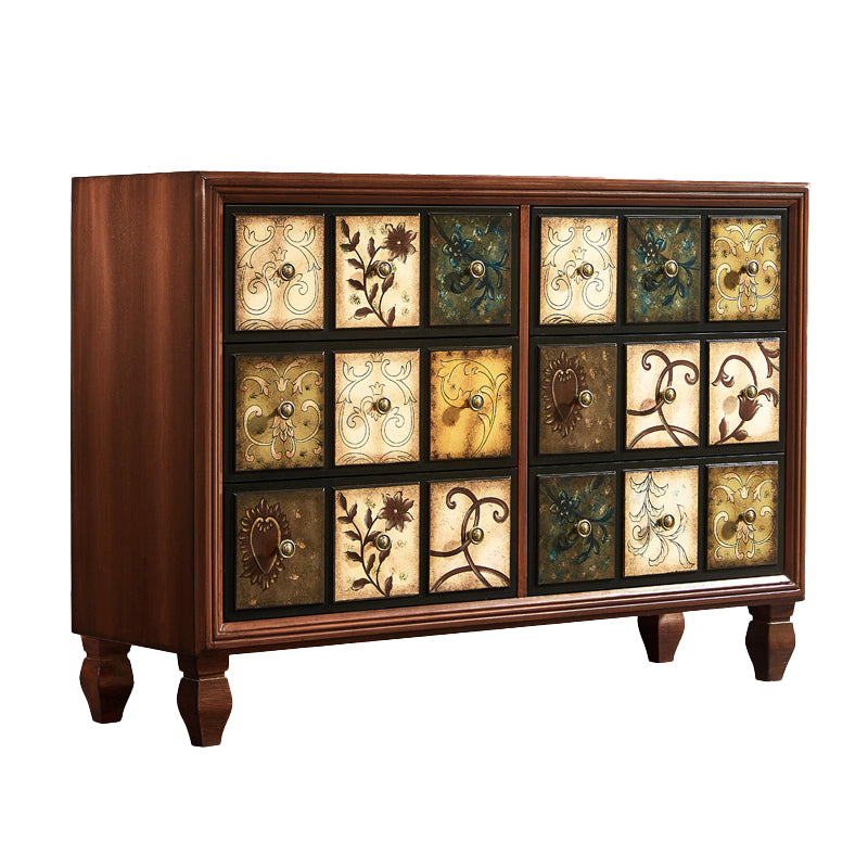 Coffre de rangement en bois traditionnel américain coffre maison avec tiroirs