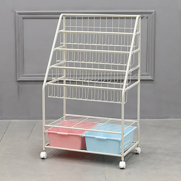 Contemporary Metal Bookshelf White Ladder Shelf Bookcase for Study Room 39.6"H X 14.6" W Pink-Blue Clearhalo 'Bookcases' 'furn' 'furn_bookcases' 'Furniture' 'Office Furniture' 6275627