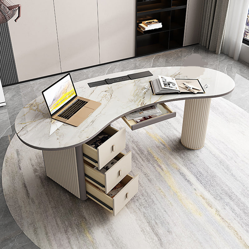 Bureau de bureau secrétaire en marbre contemporain, 27,6 "W x 29,5" H