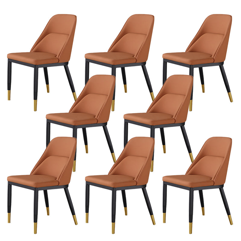 Glam Upholstered Dining Chairs Faux Leather Kitchen Dining Chair in Orange 8 Piece Set Clearhalo 'Dining Chairs' 'Dining Tables & Seating' 'dining_chair' 'furn' 'furn_dining_chair' 'Furniture' 'Kitchen & Dining Furniture' 6278550