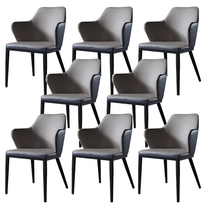 Contemporary Kitchen Dining Chairs Faux Leather Side Chairs in Grey