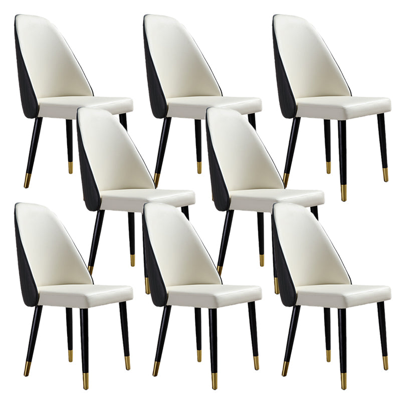 Glam Kitchen Dining Chairs Faux Leather Side Chairs with Wood Legs