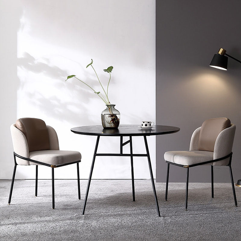 Tavolo da pranzo in legno rotondo con sedie imbottite 1/2/3 pezzi dinette nera per casa