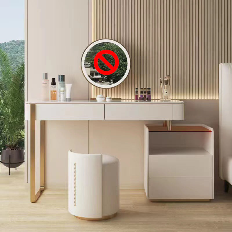 Glam White Make-up Vanity with 4 Storage Drawers Wood Vanity Set, 15.74" Wide