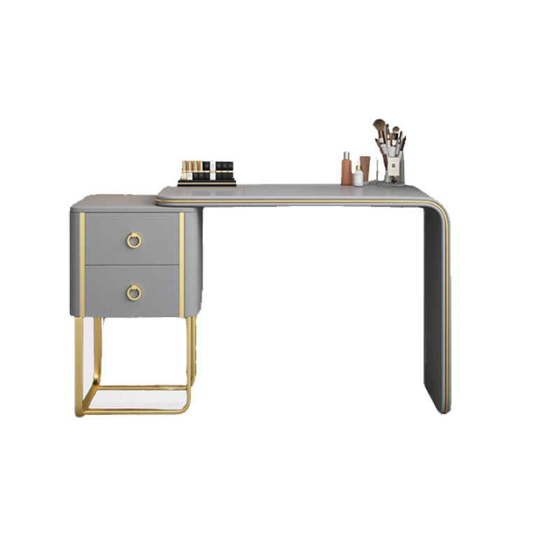 Glam Faux Leather and Wood 2-ladel make-up ijdelheid bureau voor slaapkamer