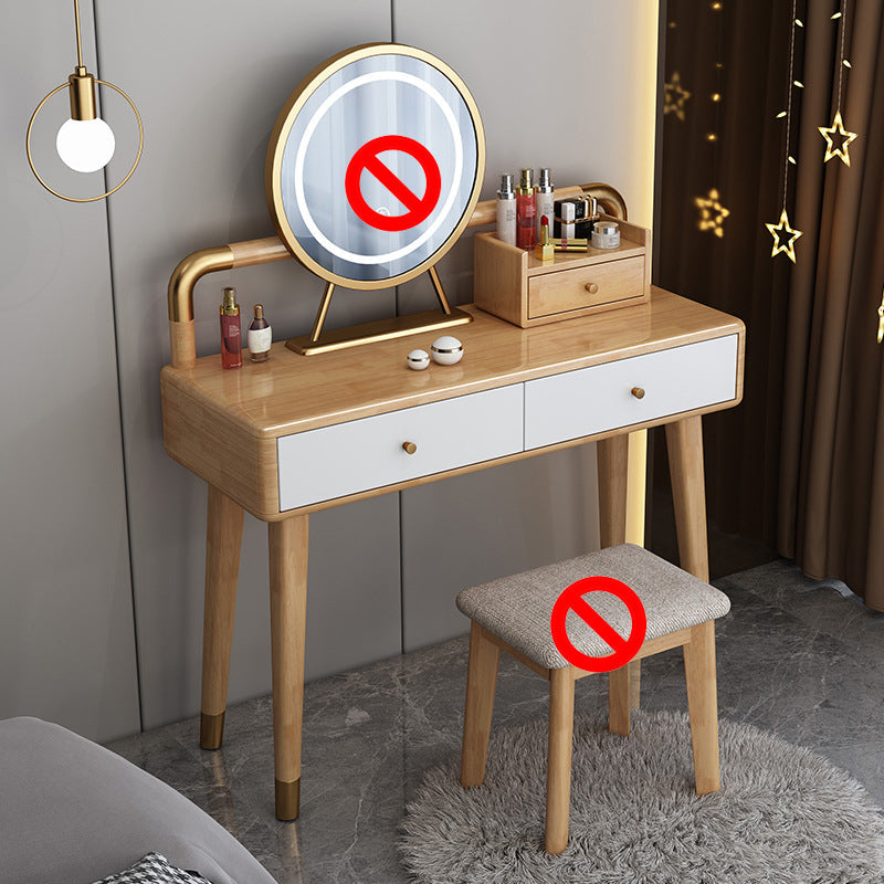 Scandinavian Rubber Wood Vanity Table with Drawers Dressing Table