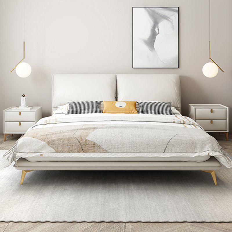 Contemporary Rectangular Panel Bed Standard Bed With Custom Gold Legs