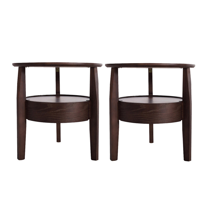 Modernistic Living Room Round 1-Drawer 3 Legs Solid Wood End Table