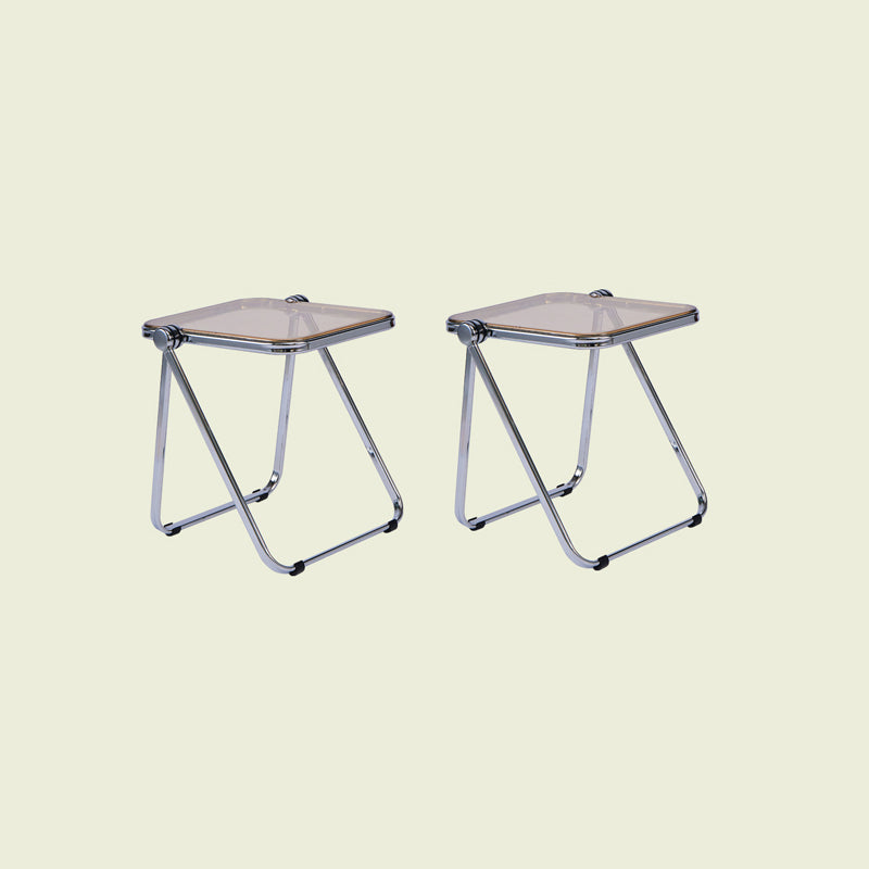 Contemporary Metal X-base End Slide Table Rectangular Side Table Brown Clear 2 Clearhalo 'Coffee & Accent Tables' 'End & Side Tables' 'end_side_tables' 'furn' 'furn_end_side_tables' 'Furniture' 'Living Room Furniture' 6279947