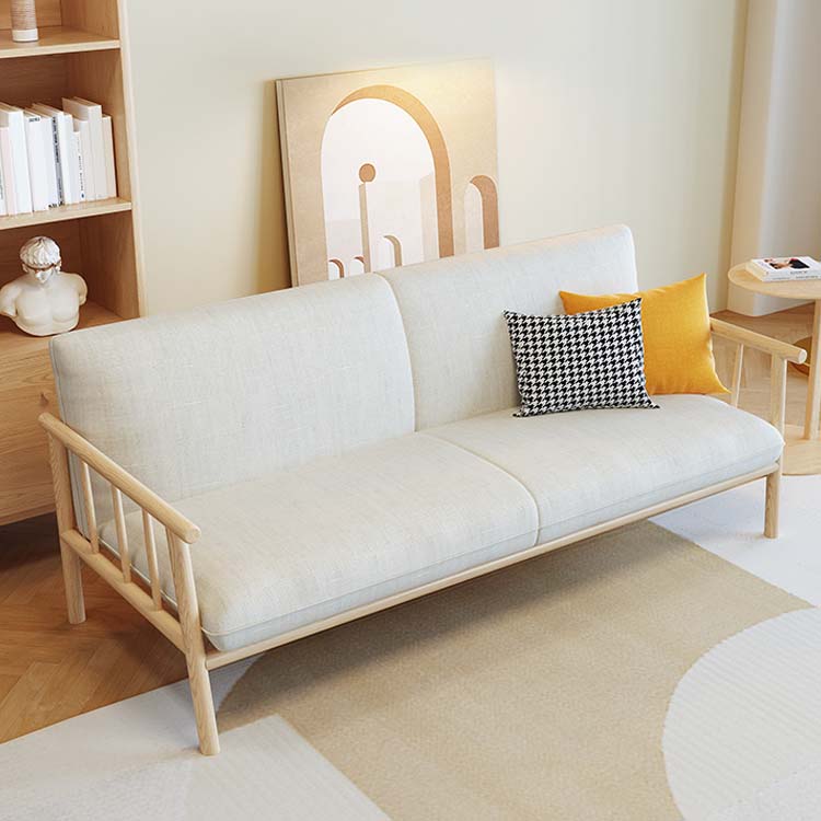 Modern 30.31" H Cotton Blend Wood Frame Square Arm Sofa for Living Room Off-White Clearhalo 'furn' 'furn_sofas' 'Furniture' 'Living Room Furniture' 'Sofa' 'sofas' 6280118