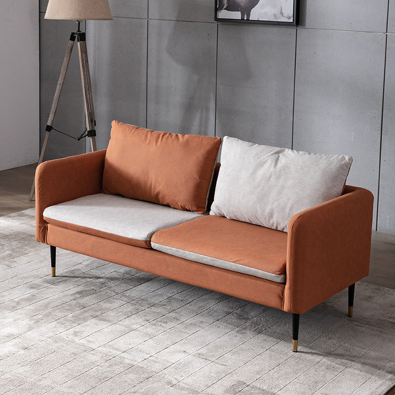 Contemporary Faux Leather Sofa Square Arm Loveseat for Apartment Orange Clearhalo 'furn' 'furn_sofas' 'Furniture' 'Living Room Furniture' 'Sofa' 'sofas' 6280253