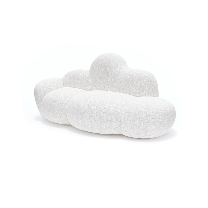 Hedendaagse witte wollen bank met strakke rug voor woonkamer