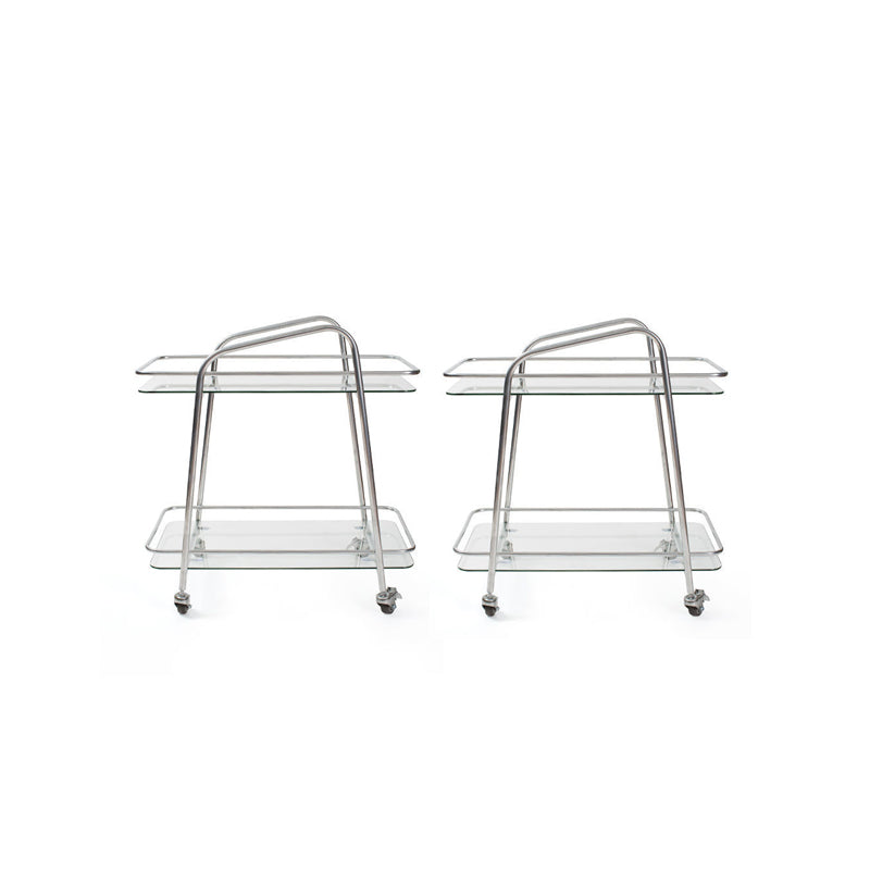 Rettangolare a doppio livello contemporaneo con tavolo da estremità di vetro di stoccaggio