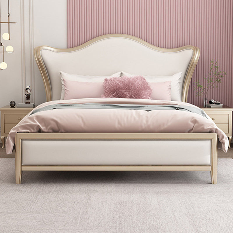 Victorian Standard Bed Foam Pine Wood Bed Frame With Custom Gold Legs