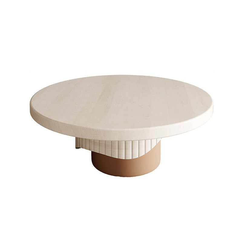 Single Coffee Table Pedestal Solid Wood Round Cocktail Table Brown Clearhalo 'Coffee & Accent Tables' 'Coffee Tables' 'coffee_tables' 'furn' 'furn_coffee_tables' 'Furniture' 'Living Room Furniture' 6280643
