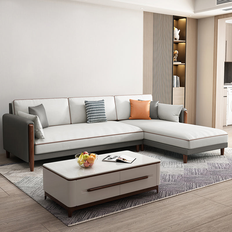 Moderno 35,43 "H divano e chaise di braccio quadrato in pelle finta per soggiorno