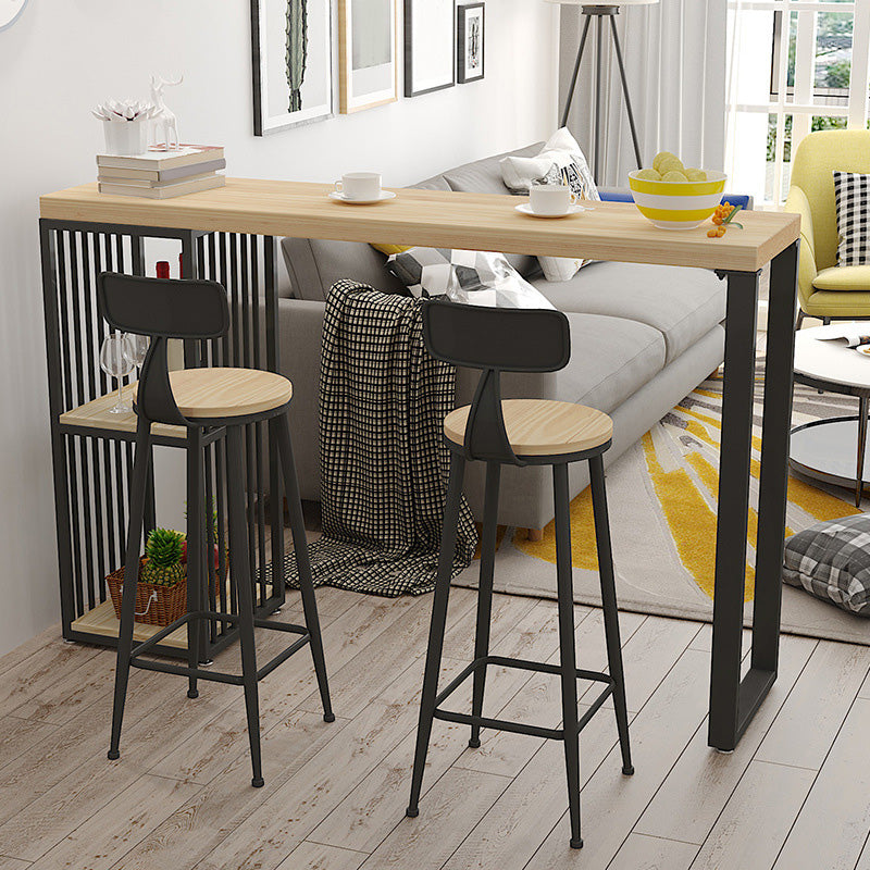 Glam Pub Height Dining Table Wooden Top Pub Table for Patio Use 70.9"L x 15.7"W x 41.3"H Black Without Chairs Clearhalo 'Bar Furniture' 'Bar Tables' 'bar_tables' 'furn' 'furn_bar_tables' 'Furniture' 'Kitchen & Dining Furniture' 6283276