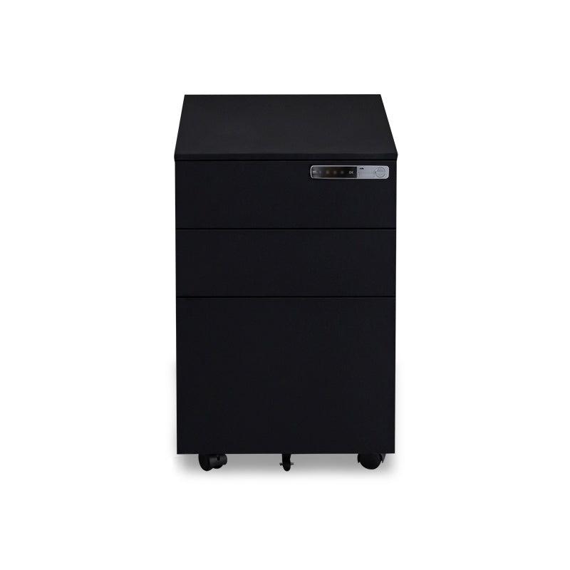 Contemporary File Cabinets Steel Frame Electronic Lock Mobile Filing Cabinet with Wheels Black Electric Clearhalo 'Filing Cabinets' 'filling_cabinets' 'furn' 'furn_filling_cabinets' 'Furniture' 'Office Furniture' 6284074
