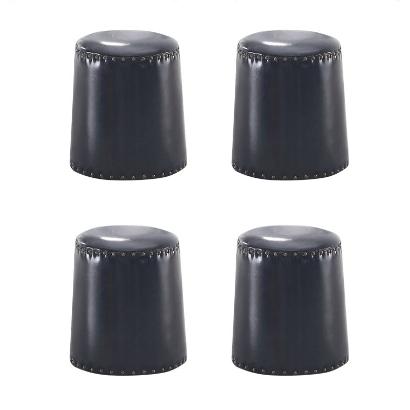 Leather Yellow Pouf Modern Stain Resistant Round Indoor Pouf Black 4 Piece Set Clearhalo 'furn' 'furn_ottomans_poufs' 'Furniture' 'Living Room Furniture' 'Ottomans & Poufs' 'ottomans_poufs' 6284608