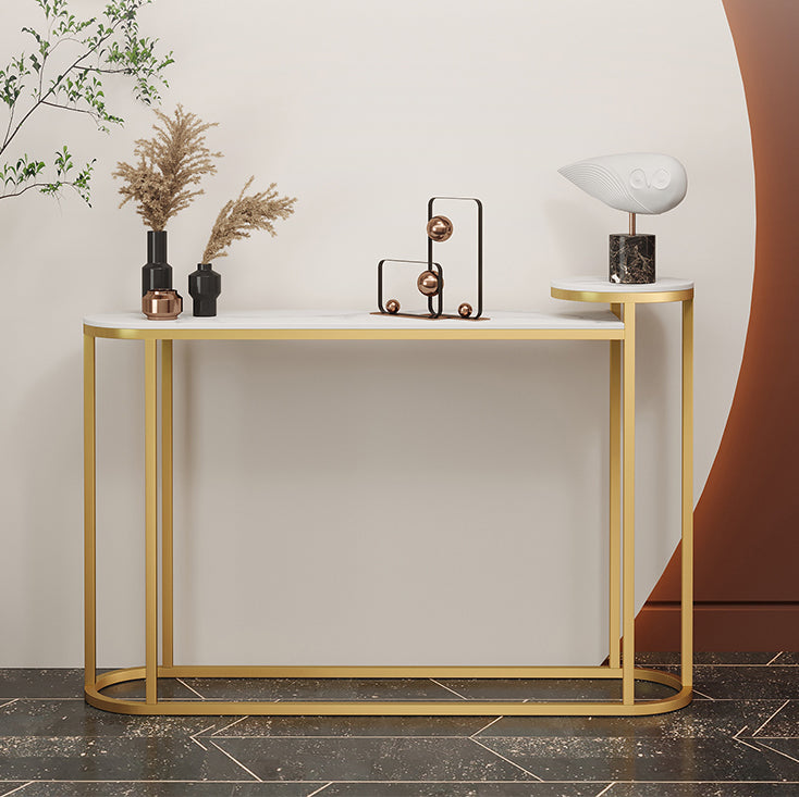 Glam Oval Console Accent Table Antique Finish Console Sofa Table