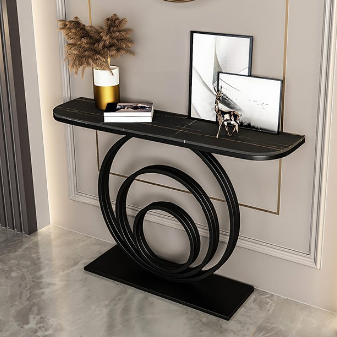 31.5" Tall Modern Console Table 1-shelf Stone Accent Table for Hall